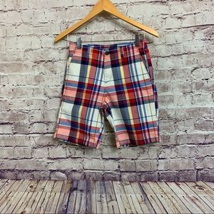 Lands End Red Check Cotton Chino Shorts